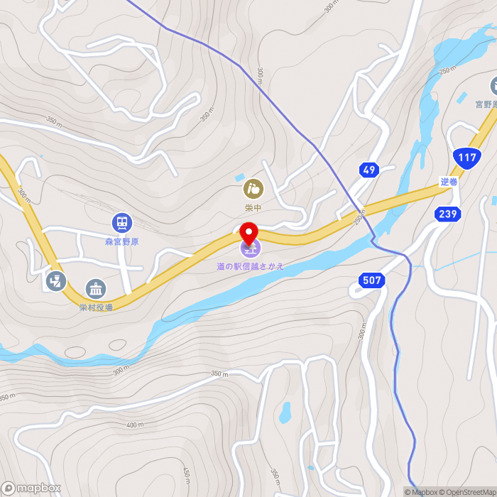 道の駅信越さかえの地図（zoom15）長野県下水内郡栄村北信3746-1