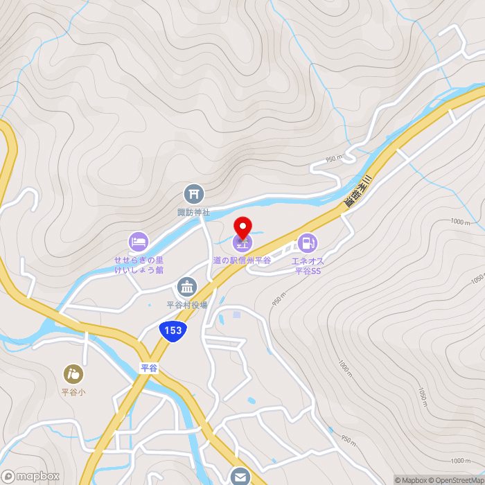 道の駅信州平谷の地図（zoom15）長野県下伊那郡平谷村321