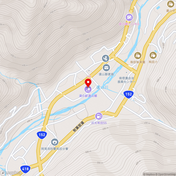 道の駅遠山郷の地図（zoom15）長野県飯田市南信濃和田456
