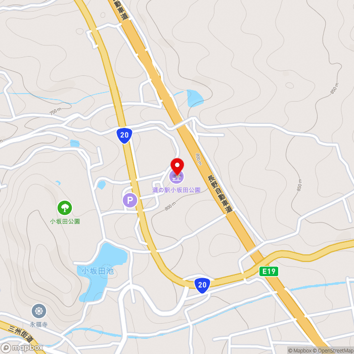 道の駅小坂田公園の地図（zoom15）長野県塩尻市塩尻町1090