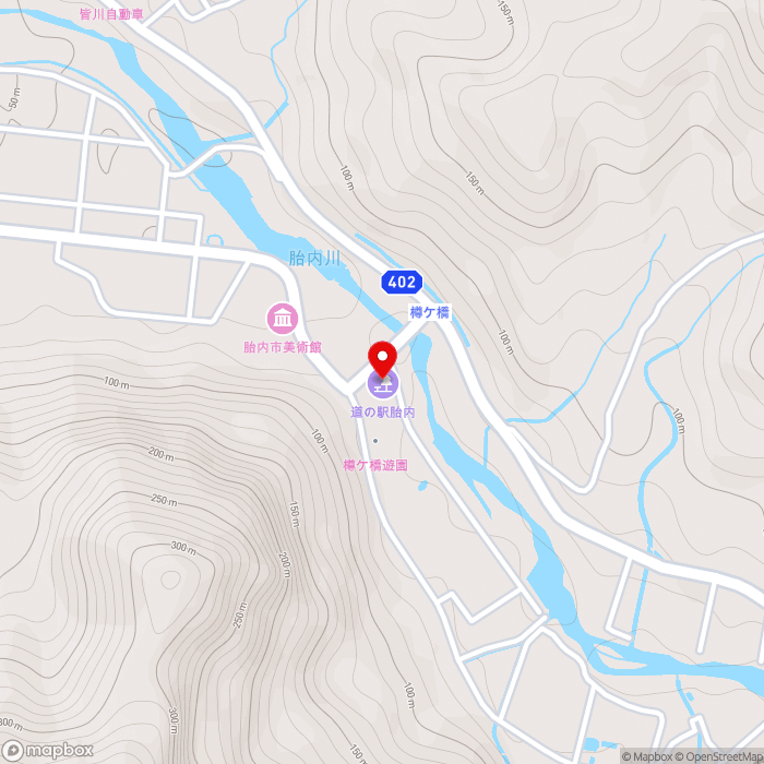 道の駅胎内の地図（zoom15）新潟県胎内市下赤谷387