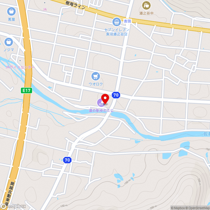 道の駅ゆのたにの地図（zoom15）新潟県魚沼市吉田1148