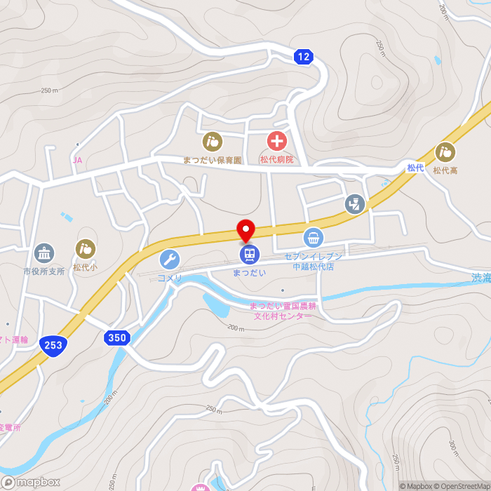 道の駅まつだいふるさと会館の地図（zoom15）新潟県十日町市松代3816
