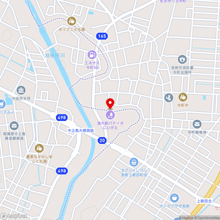 道の駅パティオにいがたの地図（zoom15）新潟県見附市今町1丁目3358番地