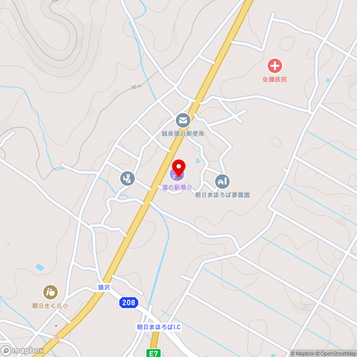 道の駅朝日の地図（zoom15）新潟県村上市猿沢1215