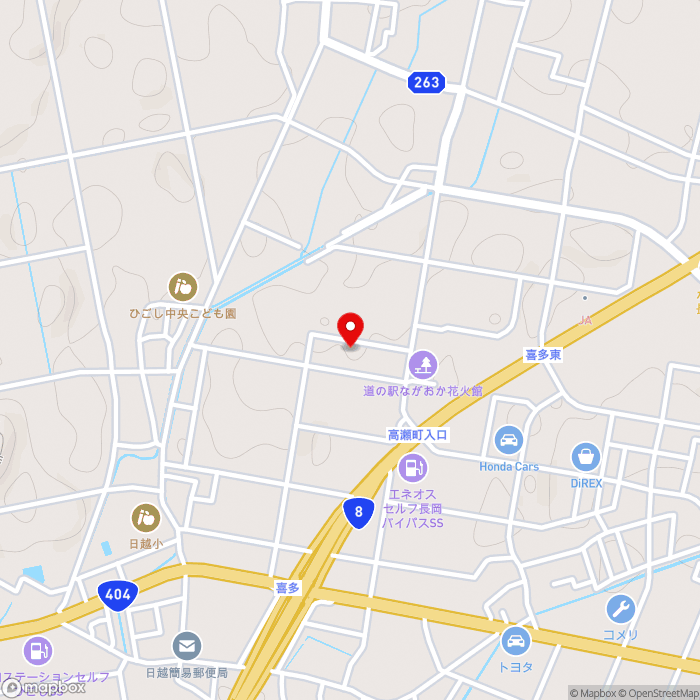 道の駅ながおか花火館の地図（zoom15）新潟県長岡市喜多町707番地