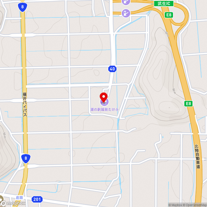 道の駅越前たけふの地図（zoom15）福井県越前市大屋町38-5-1