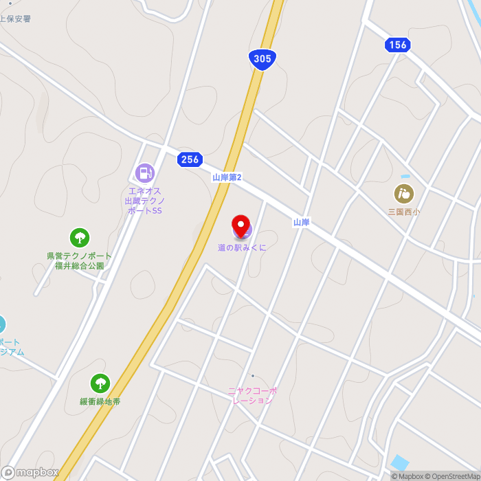 道の駅みくにの地図（zoom15）福井県坂井市三国町山岸67-3-1