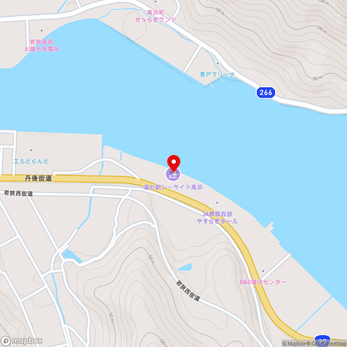 道の駅シーサイド高浜の地図（zoom15）福井県大飯郡高浜町下車持46-10