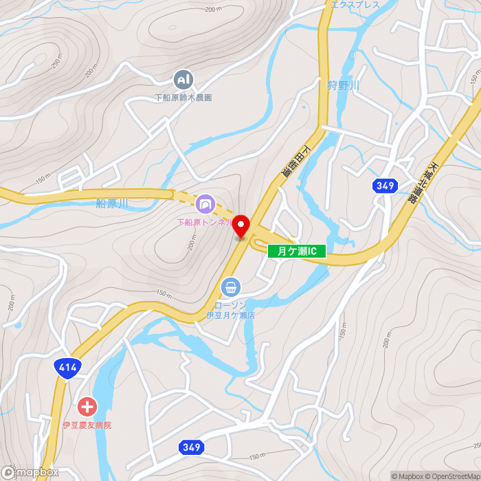 道の駅伊豆月ケ瀬の地図（zoom15）静岡県伊豆市月ヶ瀬78-2