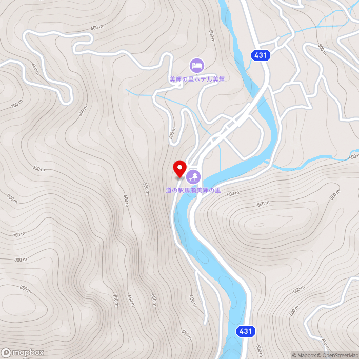 道の駅馬瀬　美輝の里の地図（zoom15）岐阜県下呂市馬瀬西村1450