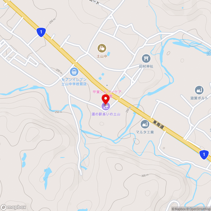 道の駅あいの土山の地図（zoom15）滋賀県甲賀市土山町北土山2900