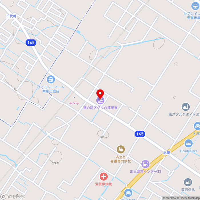 道の駅アグリの郷栗東の地図（zoom15）滋賀県栗東市出庭961-1