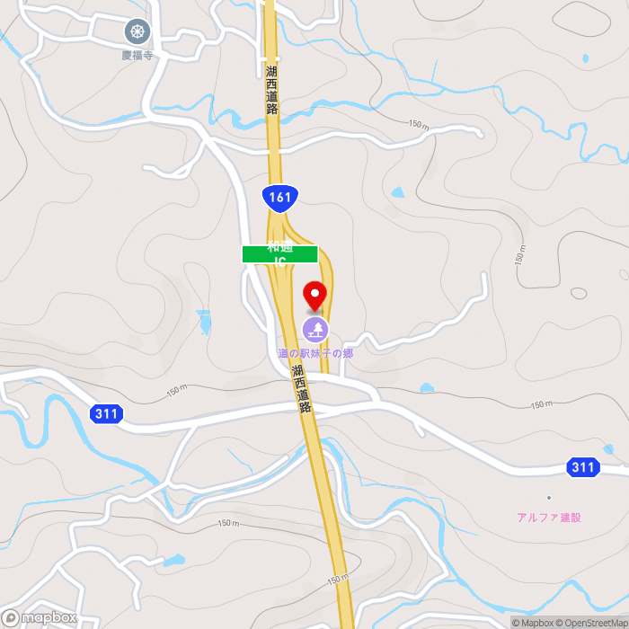 道の駅妹子の郷の地図（zoom15）滋賀県大津市和邇中528