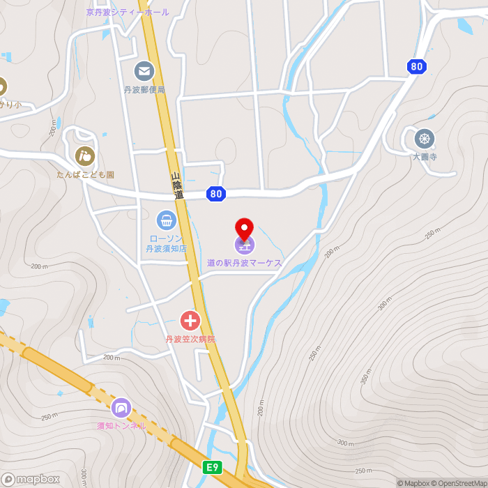 道の駅丹波マーケスの地図（zoom15）京都府船井郡京丹波町須知色紙田3-5