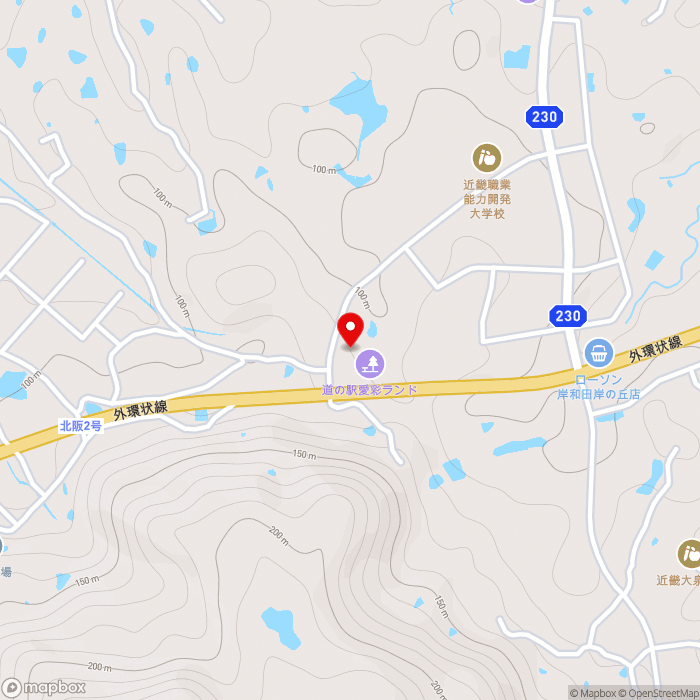 道の駅愛彩ランドの地図（zoom15）大阪府岸和田市三ヶ山町448番3