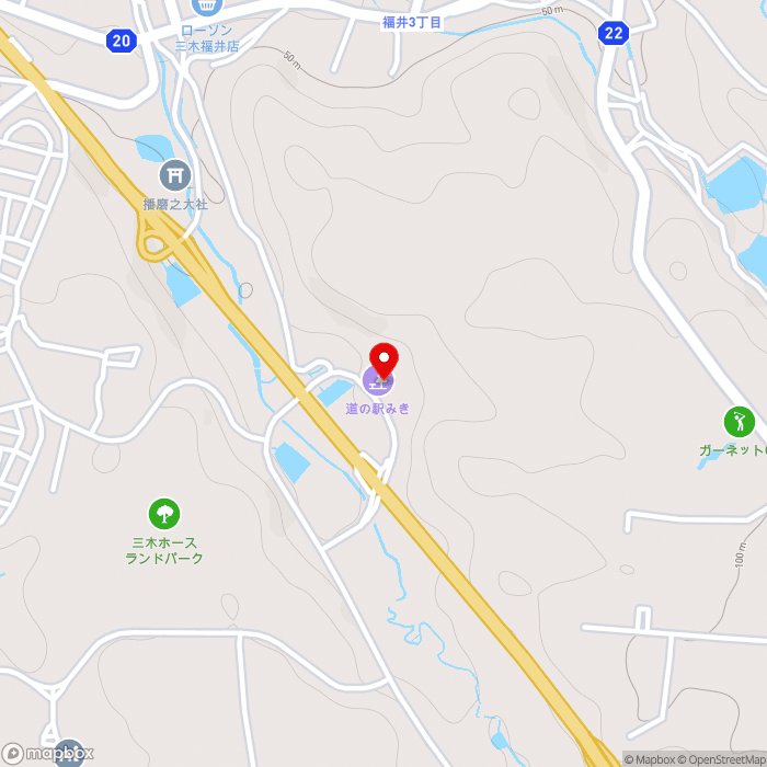 道の駅みきの地図（zoom15）兵庫県三木市福井2426番地先