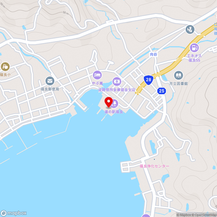 道の駅福良の地図（zoom15）兵庫県南あわじ市福良甲1528番地1地先
