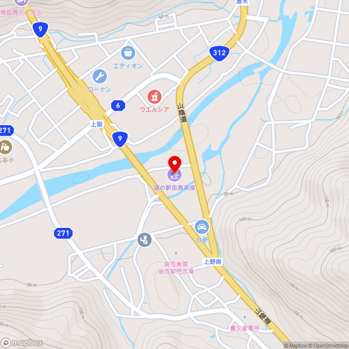 道の駅但馬楽座の地図（zoom15）兵庫県養父市上野299