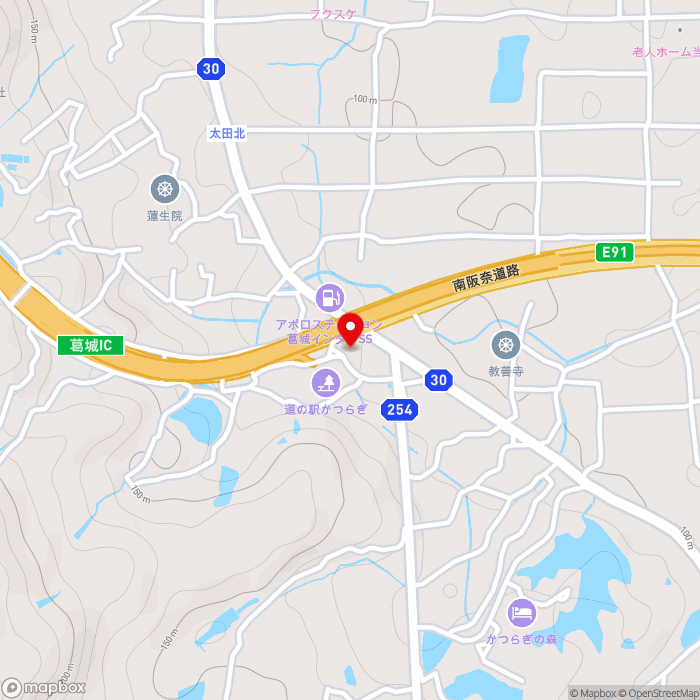 道の駅かつらぎの地図（zoom15）奈良県葛城市太田1257
