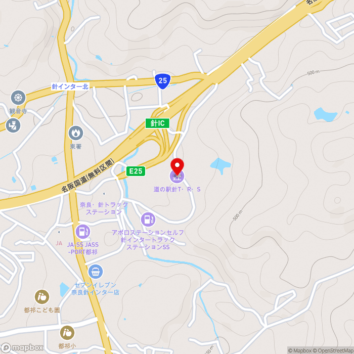 道の駅針Ｔ・Ｒ・Ｓの地図（zoom15）奈良県奈良市針町345番地