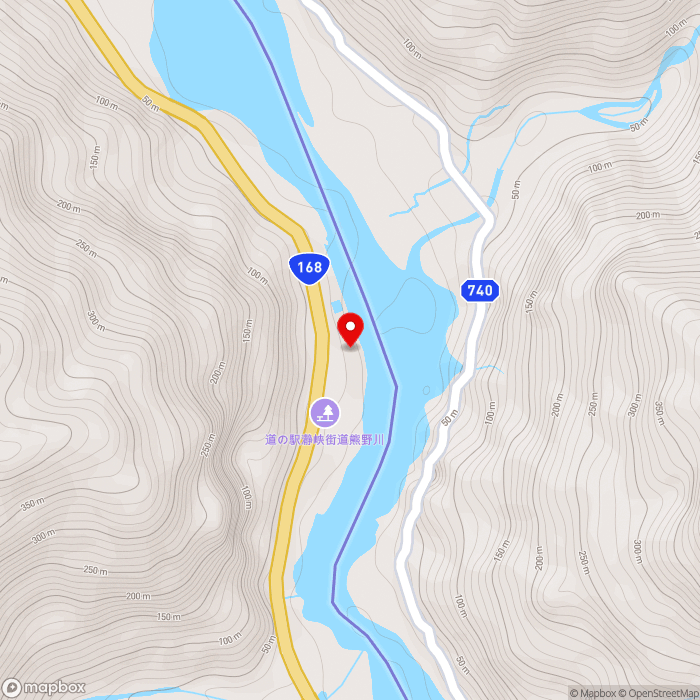 道の駅瀞峡街道熊野川の地図（zoom15）和歌山県新宮市熊野川町田長47