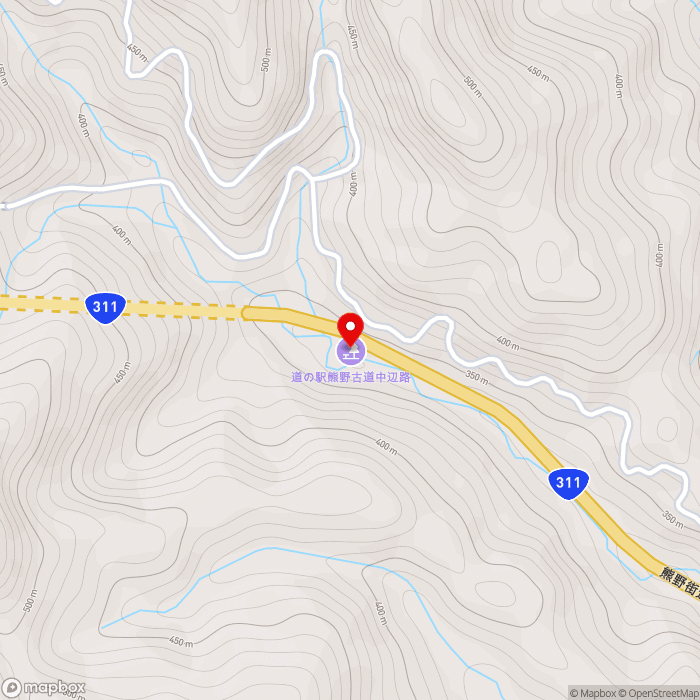 道の駅熊野古道中辺路の地図（zoom15）和歌山県田辺市中辺路町近露2474-1