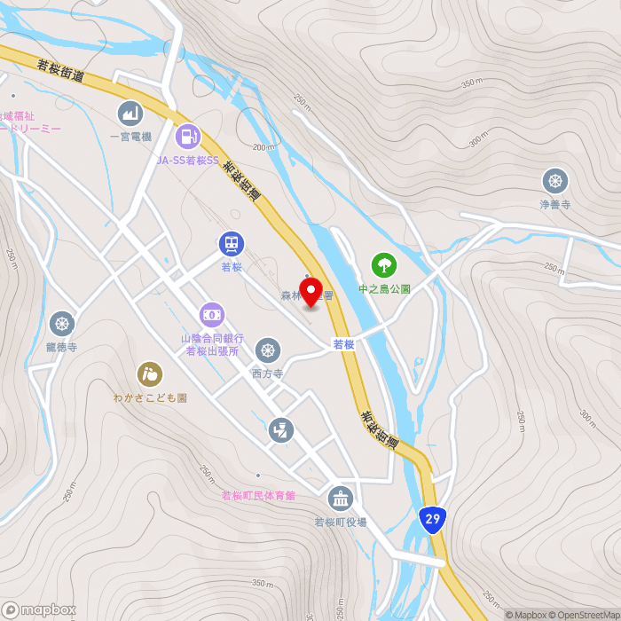 道の駅若桜の地図（zoom15）鳥取県八頭郡若桜町若桜983-2