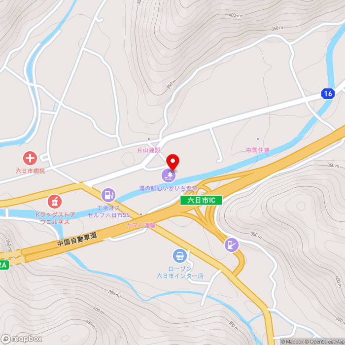 道の駅むいかいち温泉の地図（zoom15）島根県鹿足郡吉賀町有飯225-2