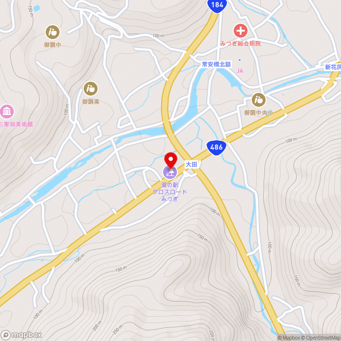 道の駅クロスロードみつぎの地図（zoom15）広島県尾道市御調町大田33
