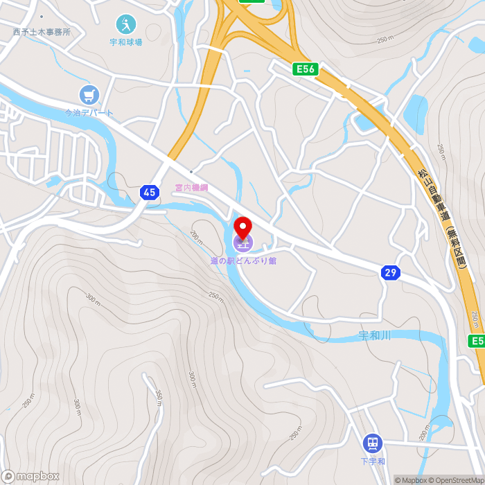 道の駅どんぶり館の地図（zoom15）愛媛県西予市宇和町稲生118番地