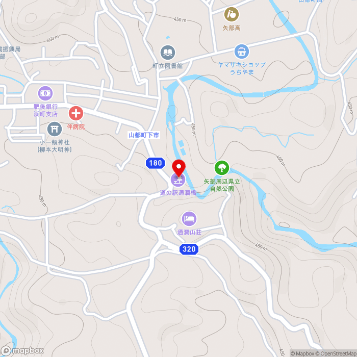 道の駅通潤橋の地図（zoom15）熊本県上益城郡山都町下市184-1