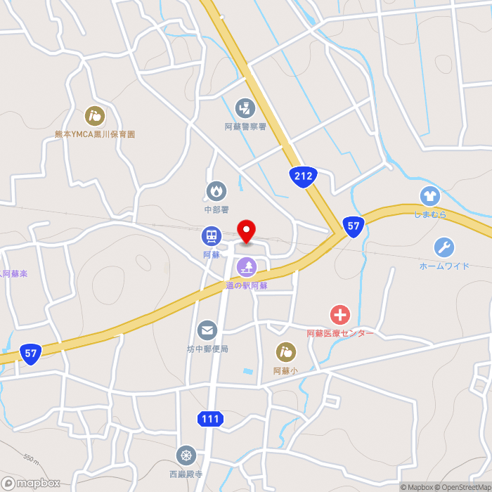 道の駅阿蘇の地図（zoom15）熊本県阿蘇市黒川1440-1