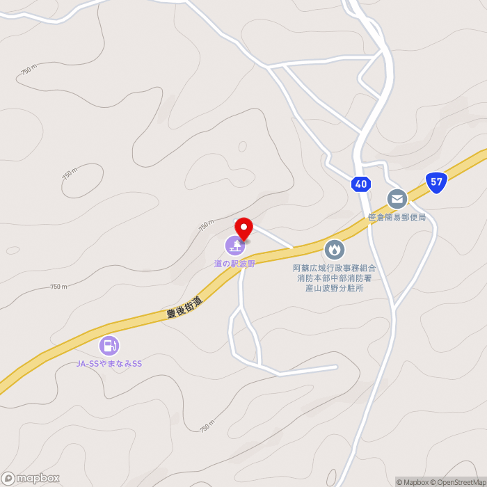 道の駅波野の地図（zoom15）熊本県阿蘇市波野小地野1602