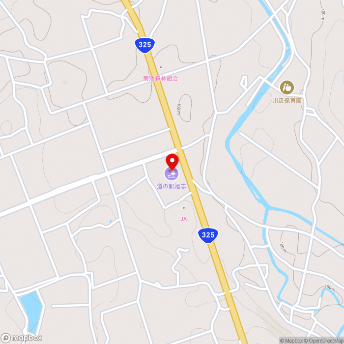 道の駅旭志の地図（zoom15）熊本県菊池市旭志川辺1886