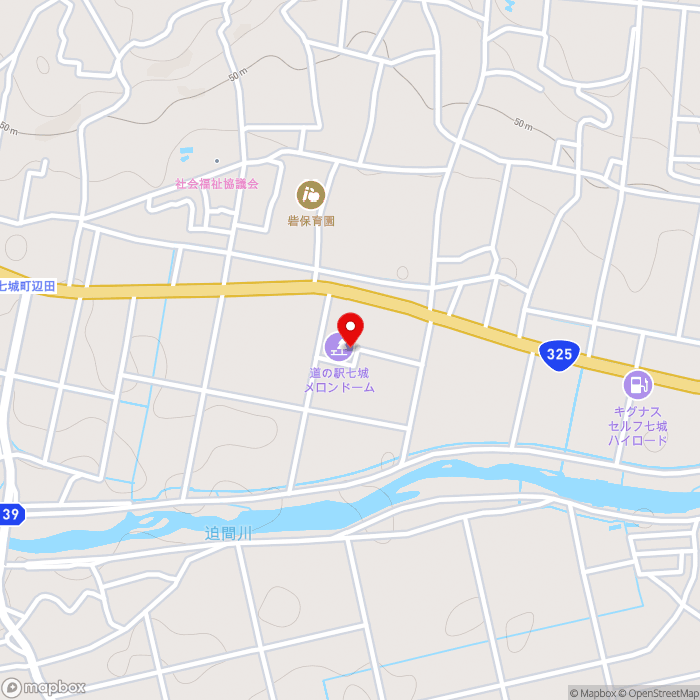 道の駅七城メロンドームの地図（zoom15）熊本県菊池市七城町岡田306