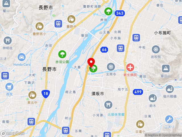 県道村山小布施停車場線沿いの道の駅 オアシスおぶせの地図