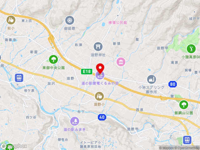 主要地方道小諸上田線沿いの道の駅 雷電くるみの里の地図