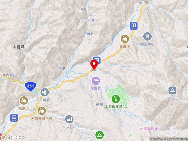 国道19号沿いの道の駅 日義木曽駒高原の地図