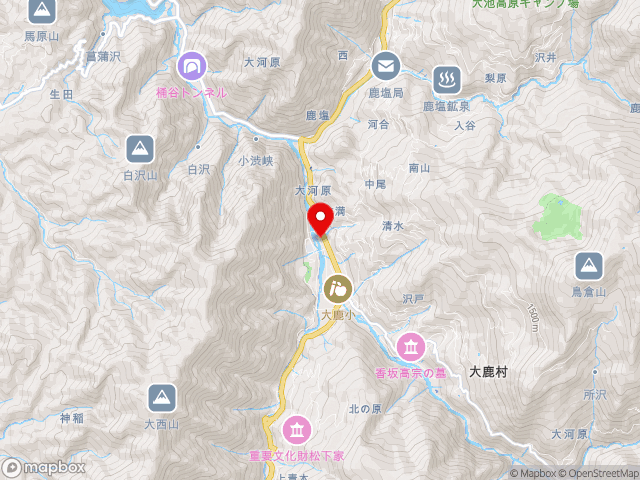 長野県の道の駅 歌舞伎の里大鹿の地図