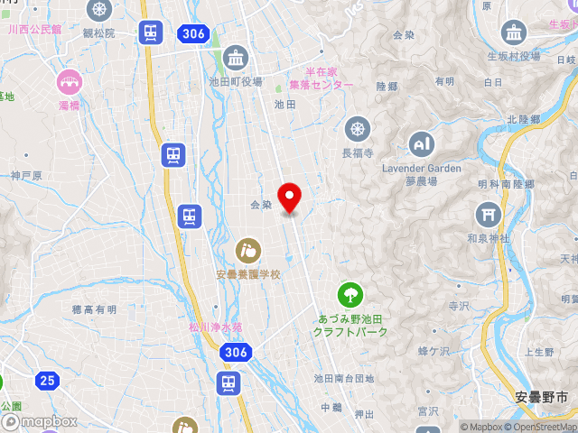 主要地方道大町明科線沿いの道の駅 池田の地図