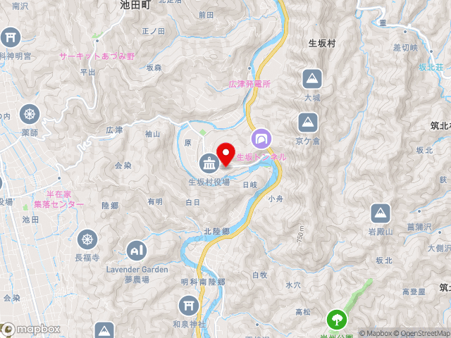 県道275号上生坂信濃松川停車場線沿いの道の駅 いくさかの郷の地図