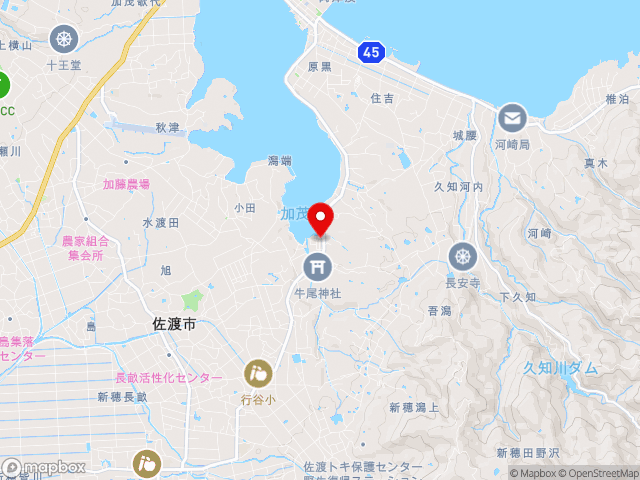 新潟県の道の駅あいぽーと佐渡の地図