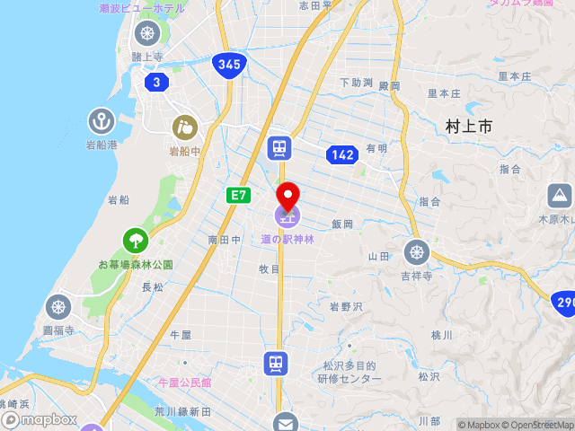 新潟県の道の駅 神林の地図