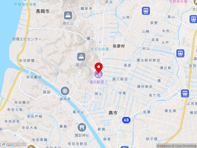 主要地方道新潟寺泊線沿いの道の駅 国上の地図