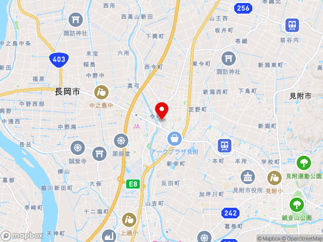 新潟県の道の駅パティオにいがたの地図