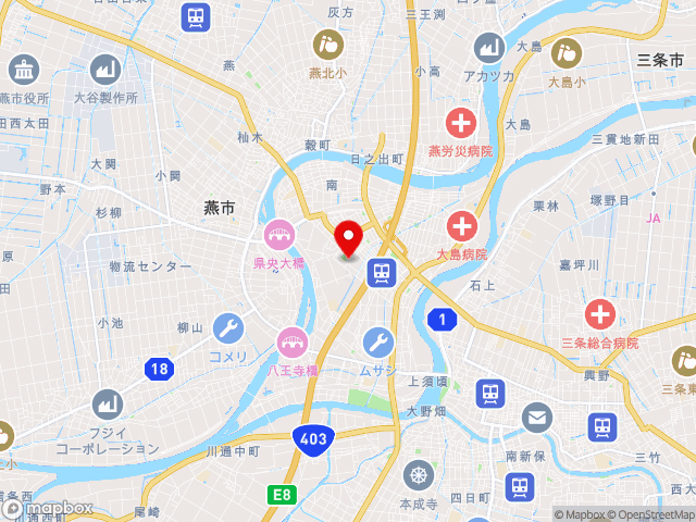 新潟県の道の駅 燕三条地場産センターの地図