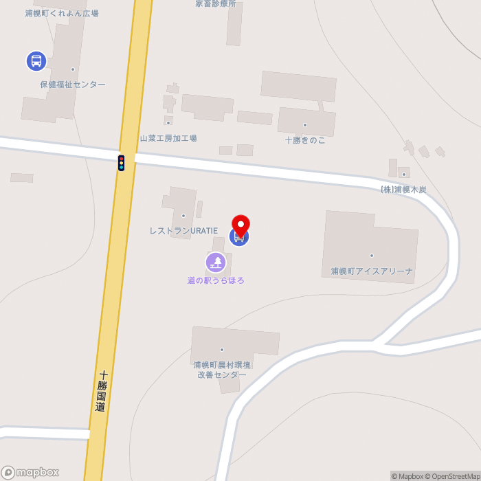 道の駅うらほろの地図（zoom17）北海道十勝郡浦幌町字北町16
