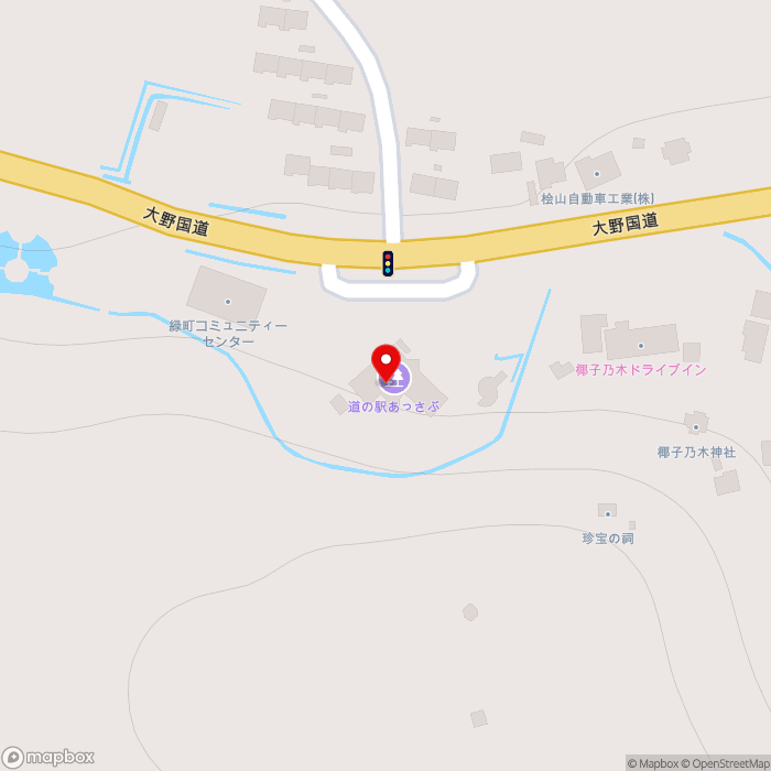道の駅あっさぶの地図（zoom17）北海道桧山郡厚沢部町緑町72-1