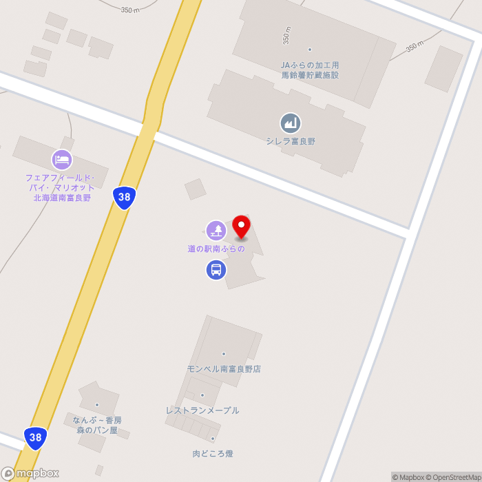 道の駅南ふらのの地図（zoom17）北海道空知郡南富良野町幾寅687-1